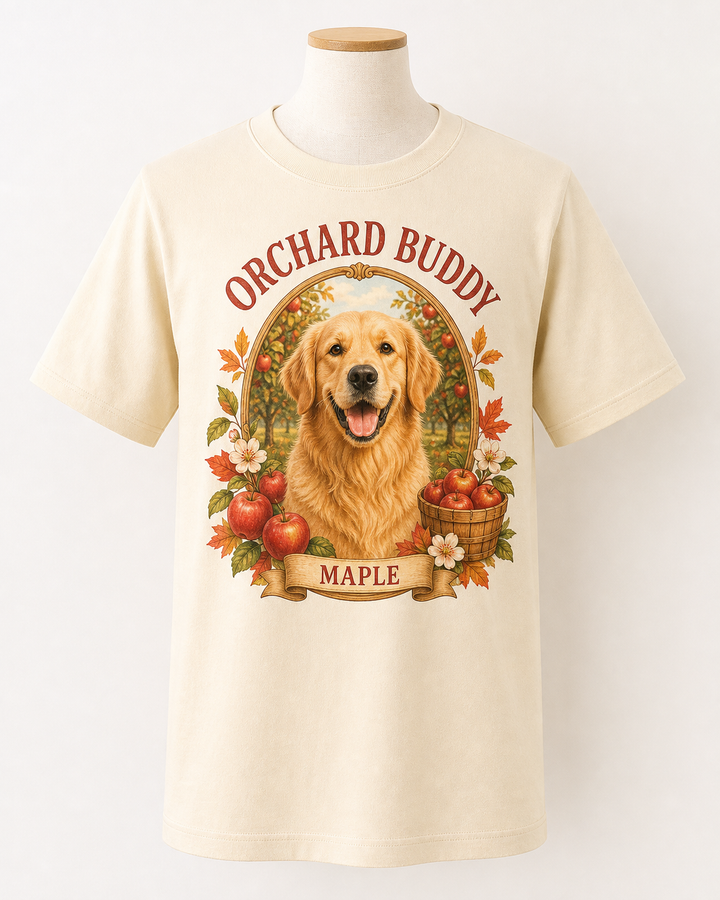 Custom Pet Apple Orchard Photo Unisex Tee - Personalized Dog & Cat Gift