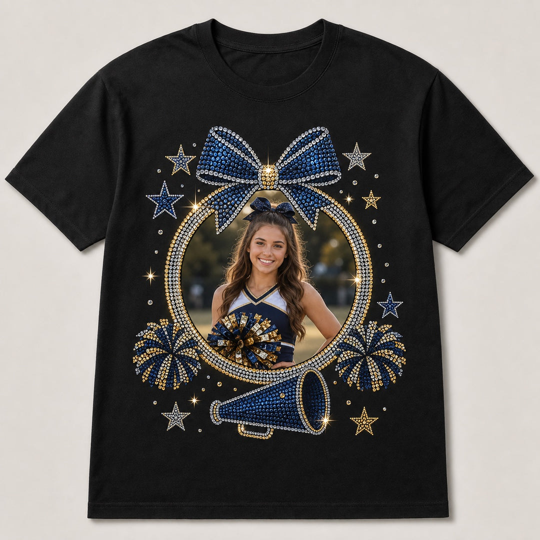 Custom Cheer Senior Night Photo Bling Unisex Tee