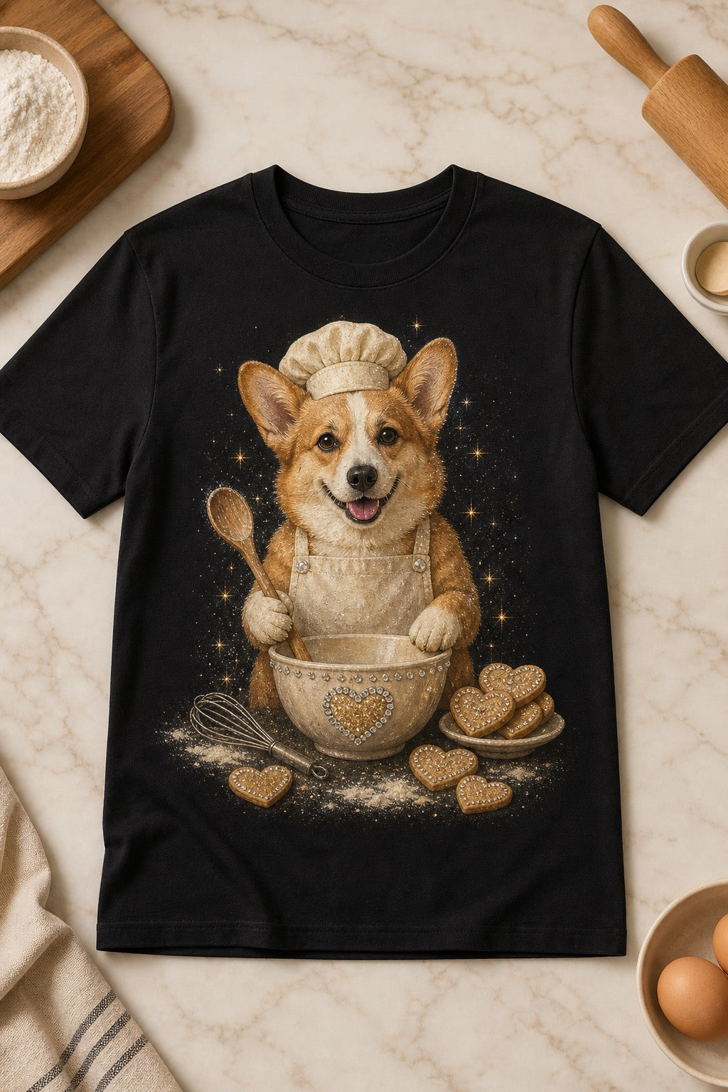 Custom Cookie Baker Pet Portrait Bling Unisex Tee