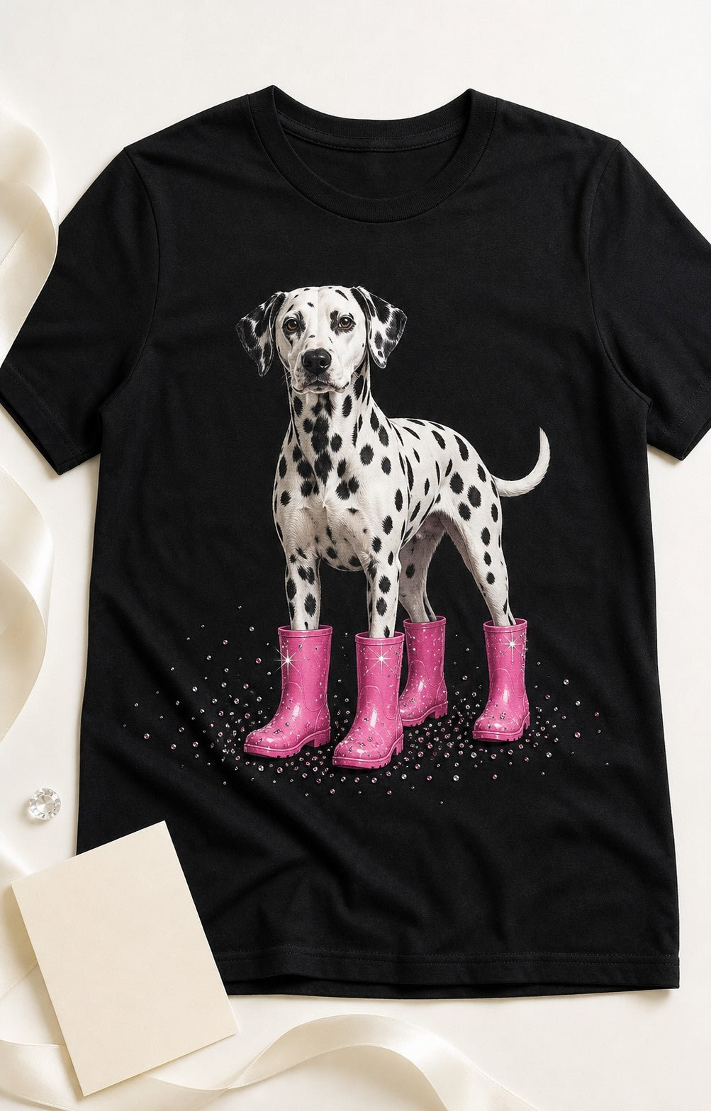 Custom Dalmatian Fashion Sparkle Pet Portrait Unisex Tee