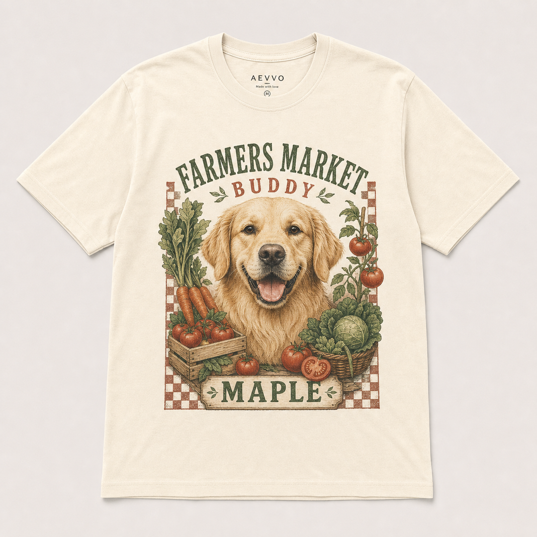 Custom Pet Farmers Market Photo Unisex Tee - Personalized Dog & Cat Gift