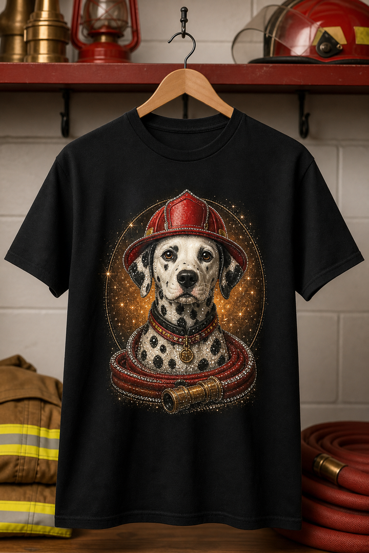 Custom Firehouse Rescue Pet Portrait Bling Unisex Tee