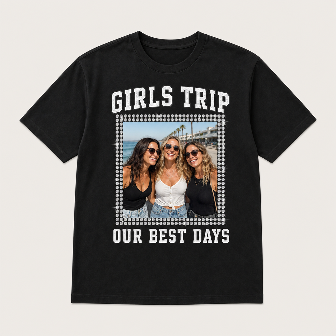 Custom Girls Trip Photo Bling Unisex Tee