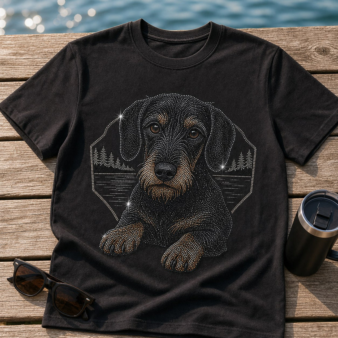 Custom Lake Weekend Dog Dad Pet Portrait Bling Unisex Tee