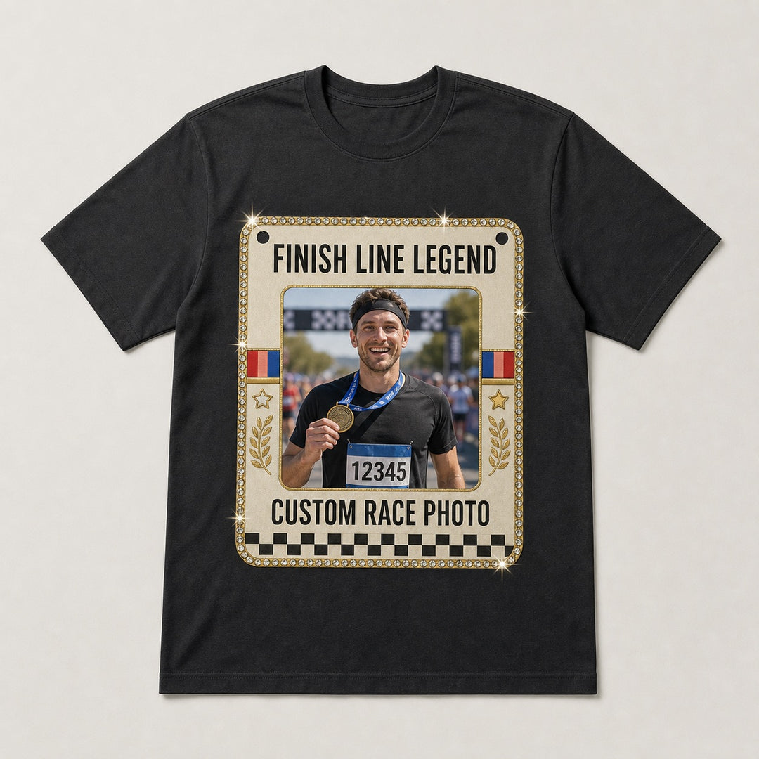 Custom Marathon Finish Line Photo Bling Unisex Tee