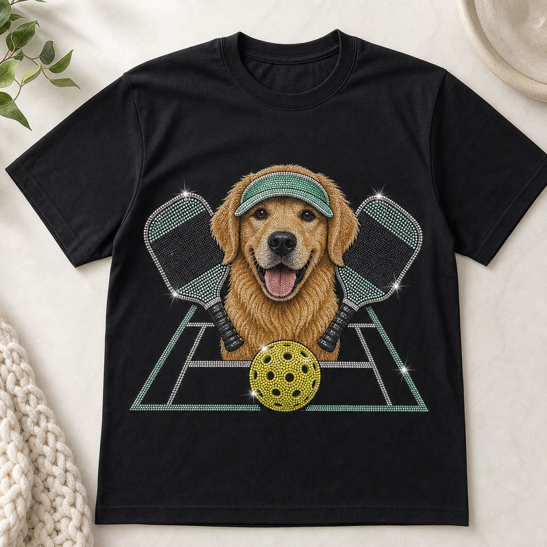 Custom Pickleball Club Pet Portrait Bling Unisex Tee