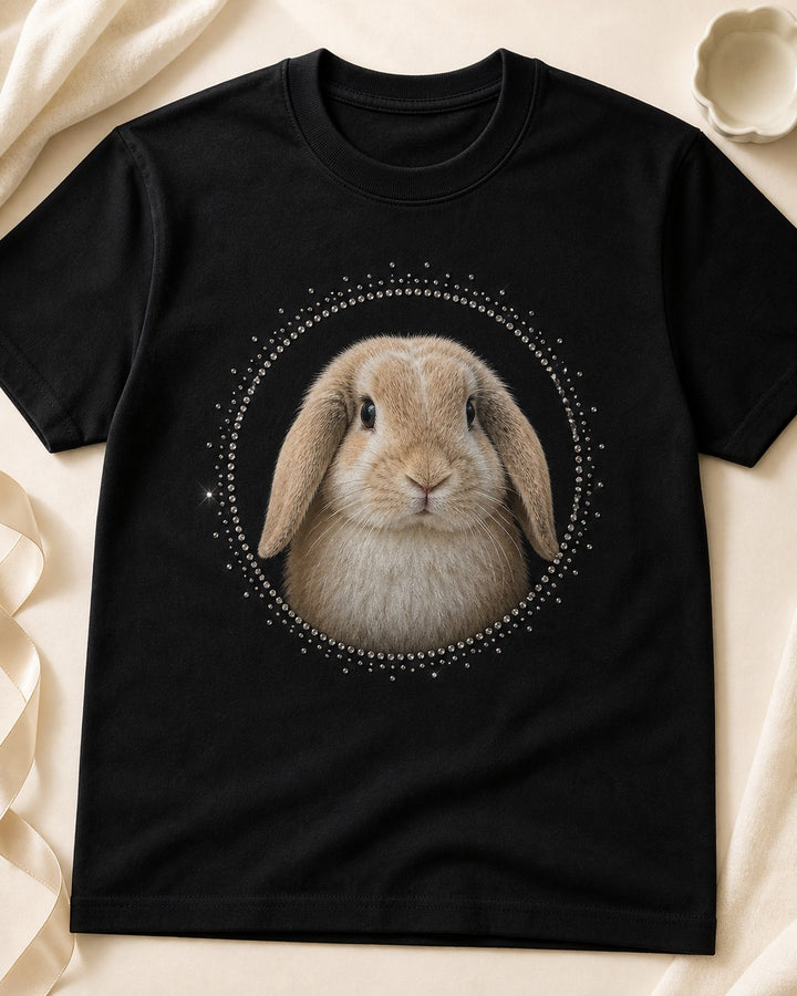 Custom Rabbit Portrait Rhinestone Unisex Tee