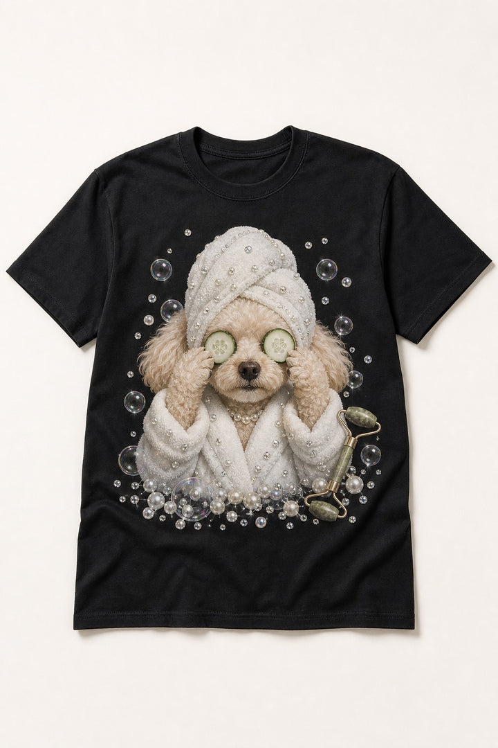 Custom Spa Day Pet Portrait Bling Unisex Tee