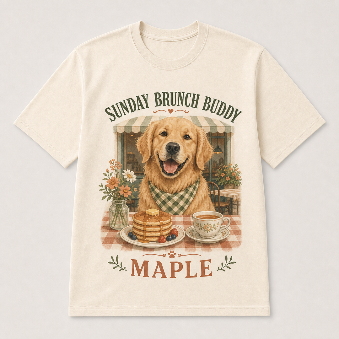 Custom Pet Sunday Brunch Photo Unisex Tee - Personalized Dog & Cat Gift