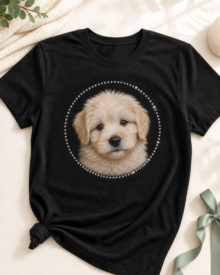 Custom Welcome Home Puppy Pet Portrait Bling Unisex Tee