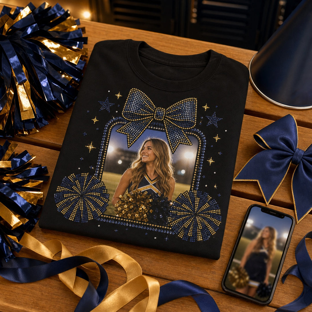 Custom Cheer Senior Night Photo Bling Unisex Tee