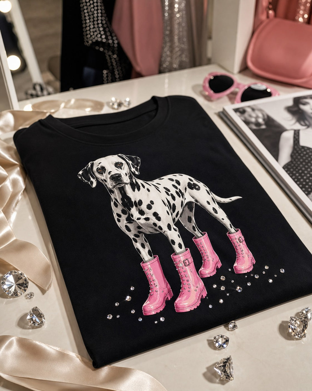Custom Dalmatian Fashion Sparkle Pet Portrait Unisex Tee