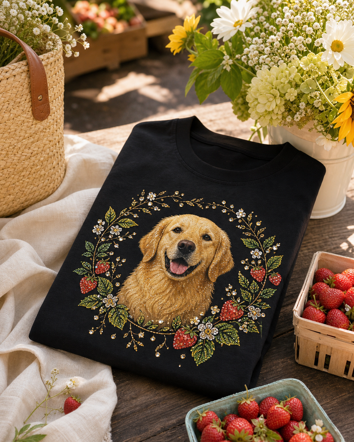 Custom Farmers Market Pet Portrait Bling Unisex Tee