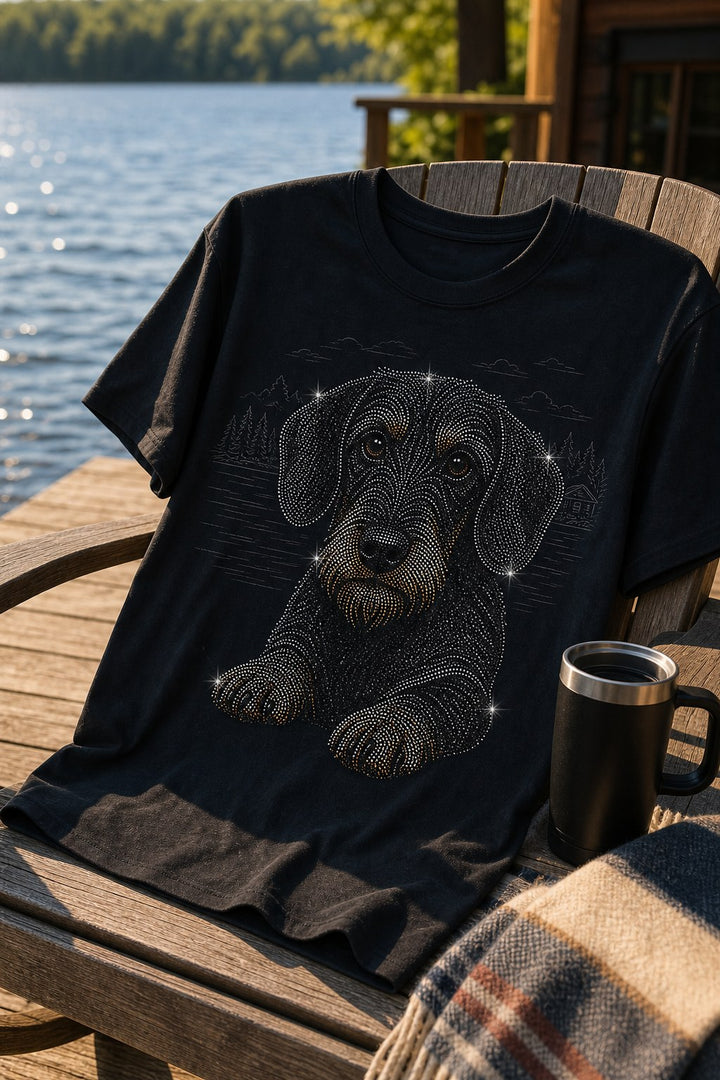 Custom Lake Weekend Dog Dad Pet Portrait Bling Unisex Tee