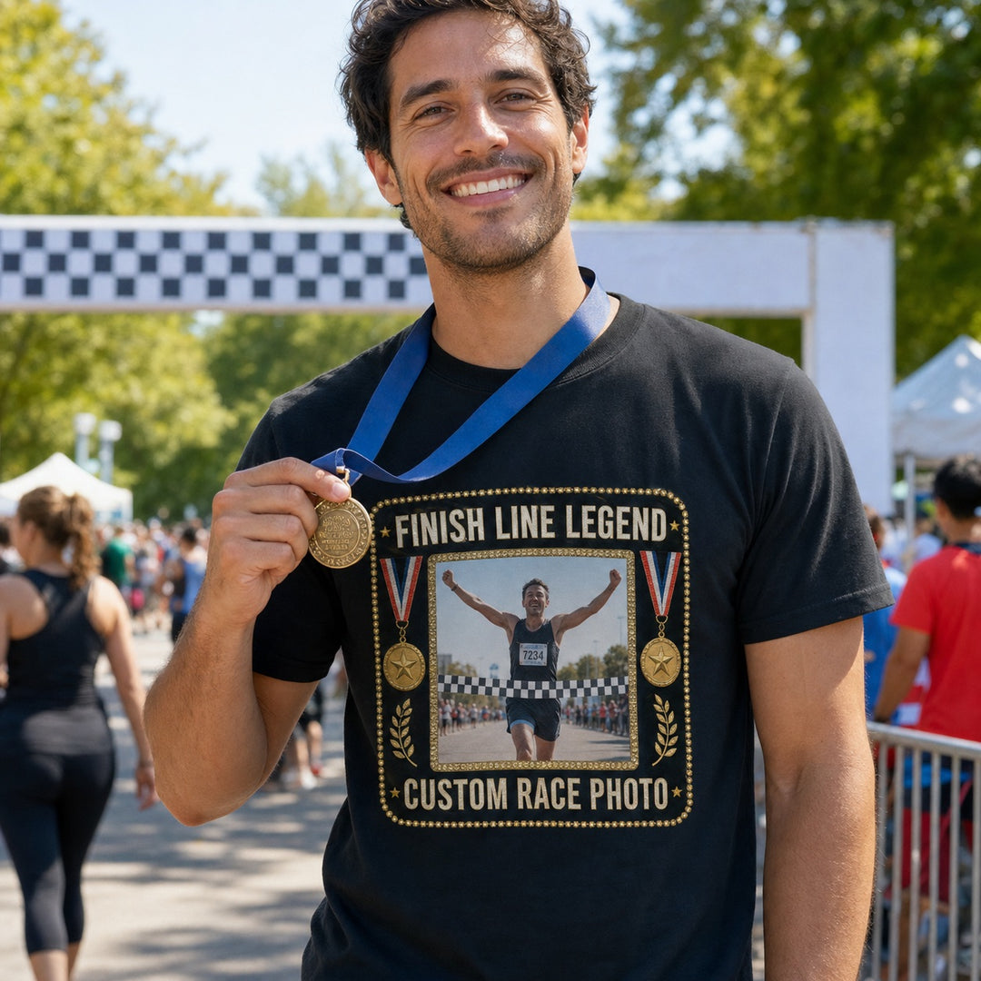 Custom Marathon Finish Line Photo Bling Unisex Tee