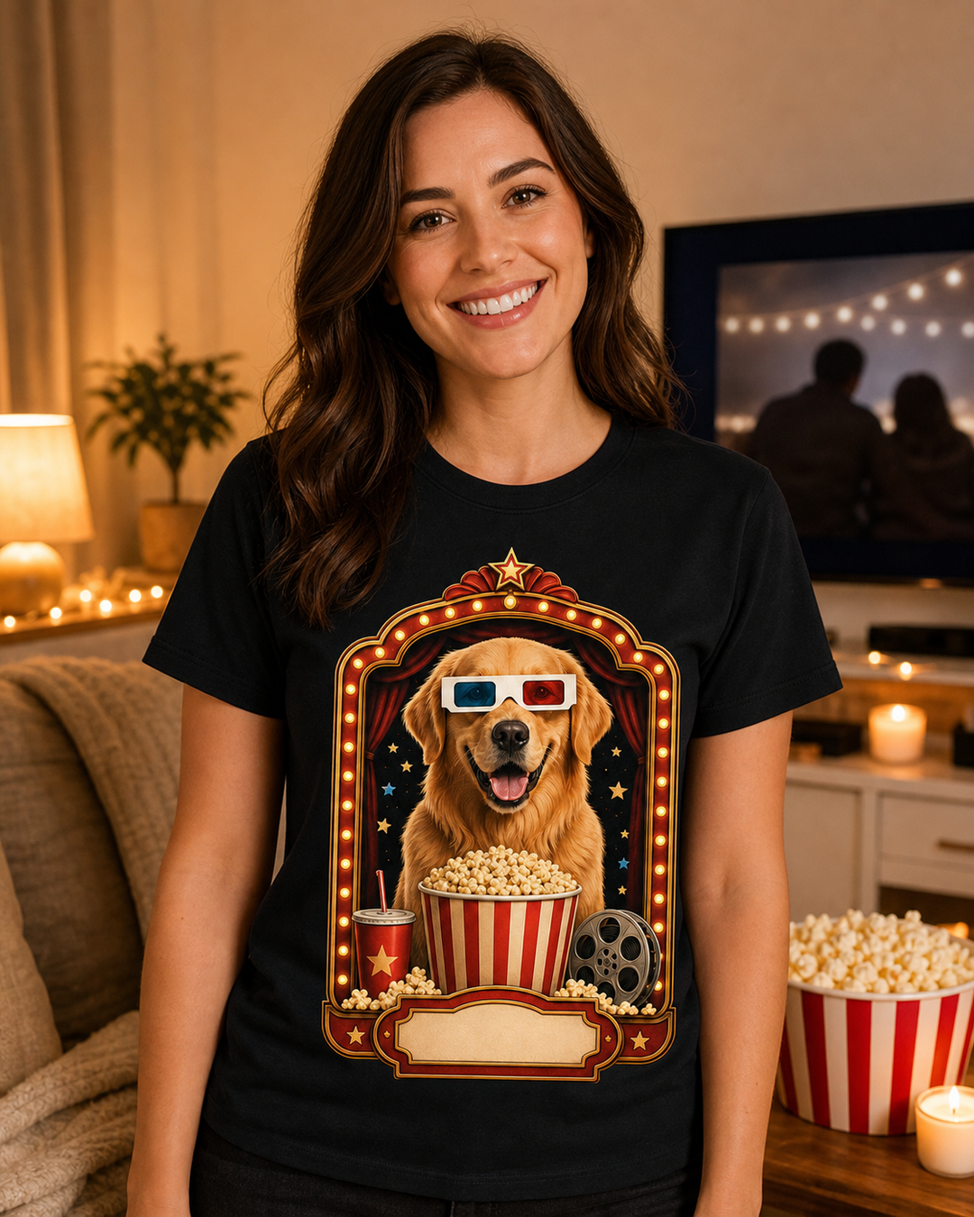 Custom Pet Movie Night Photo Unisex Tee