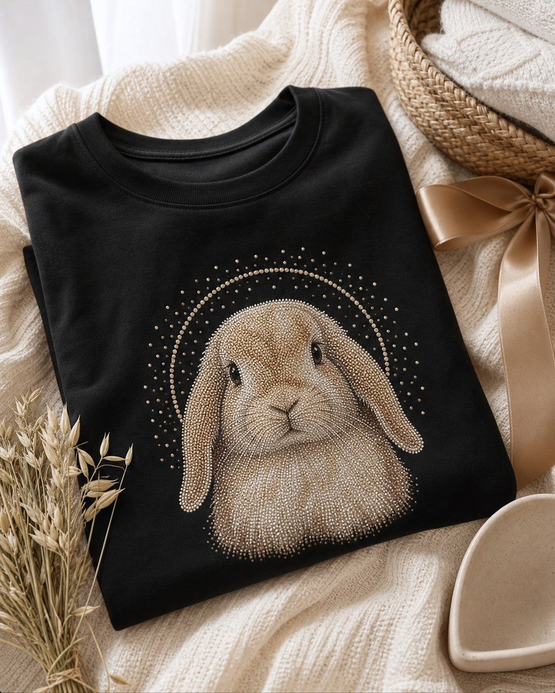 Custom Rabbit Portrait Rhinestone Unisex Tee