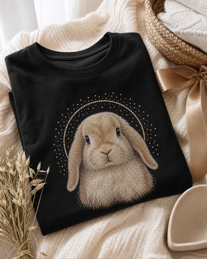 Custom Rabbit Portrait Rhinestone Unisex Tee