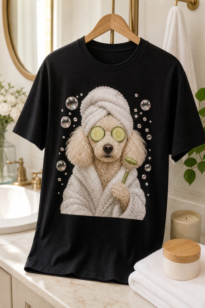 Custom Spa Day Pet Portrait Bling Unisex Tee