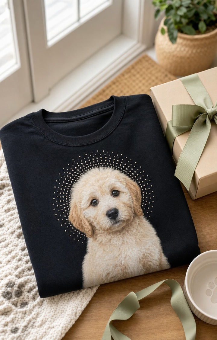 Custom Welcome Home Puppy Pet Portrait Bling Unisex Tee