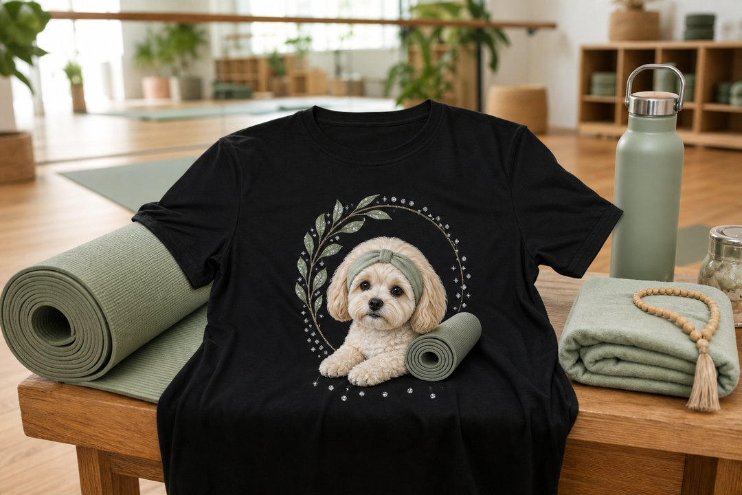 Custom Yoga Studio Pet Portrait Bling Unisex Tee