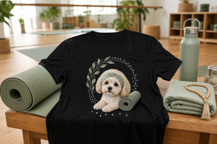 Custom Yoga Studio Pet Portrait Bling Unisex Tee