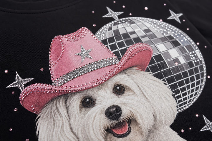 Custom Disco Cowgirl Pet Portrait Bling Unisex Tee