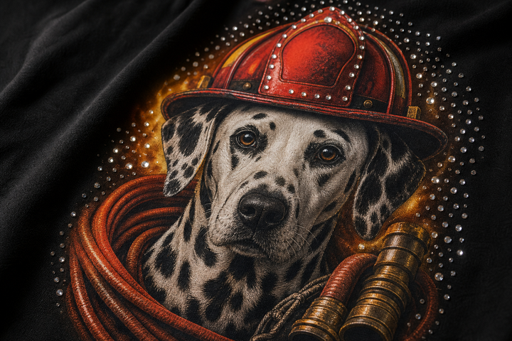 Custom Firehouse Rescue Pet Portrait Bling Unisex Tee