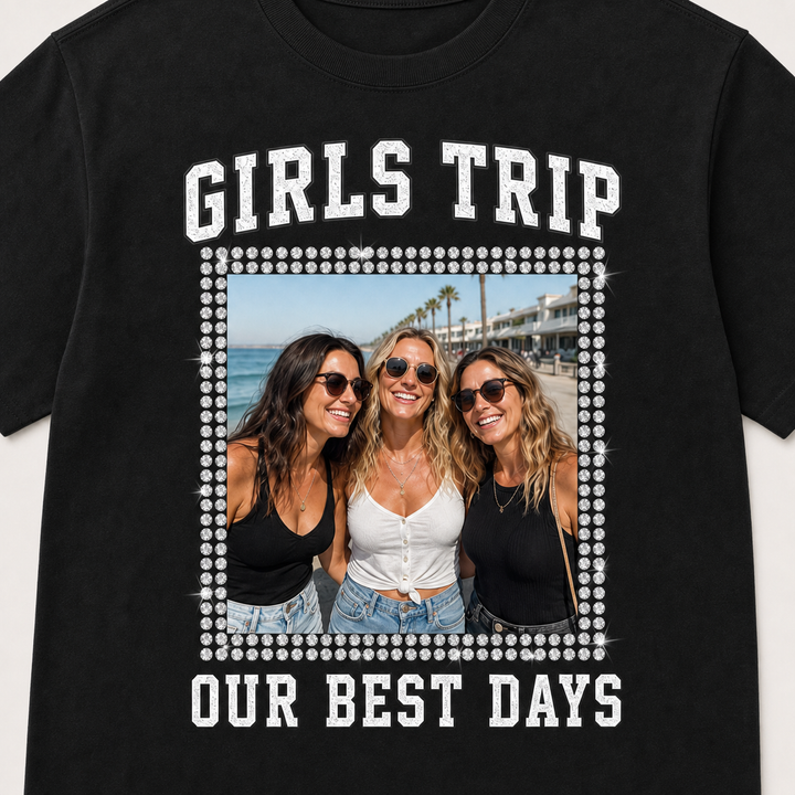Custom Girls Trip Photo Bling Unisex Tee