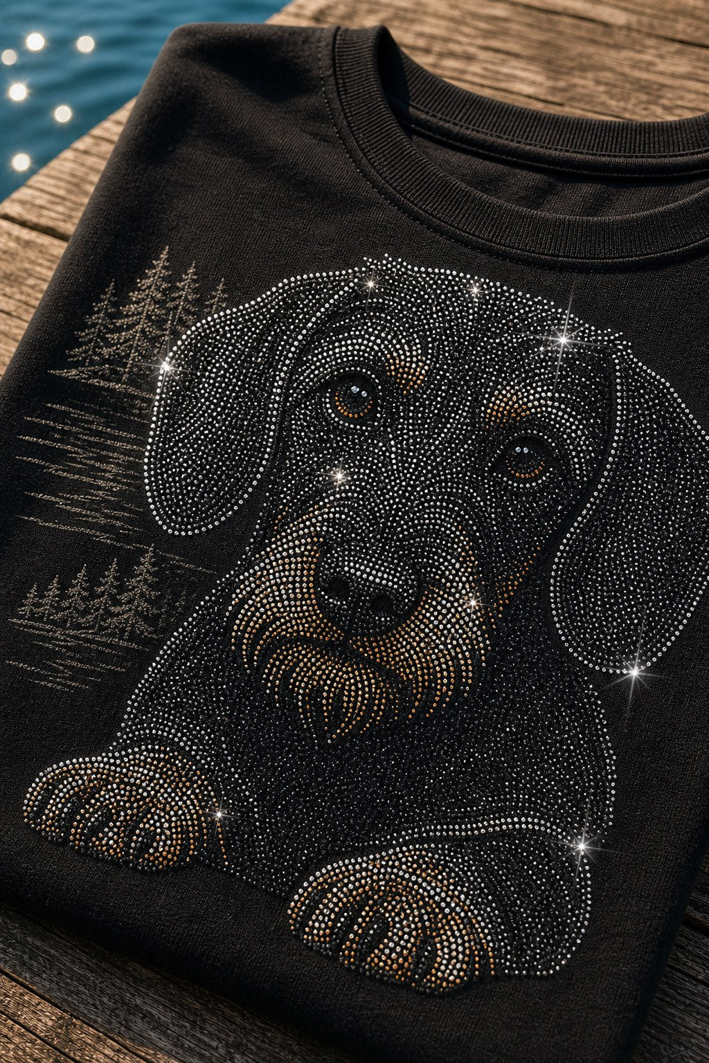 Custom Lake Weekend Dog Dad Pet Portrait Bling Unisex Tee