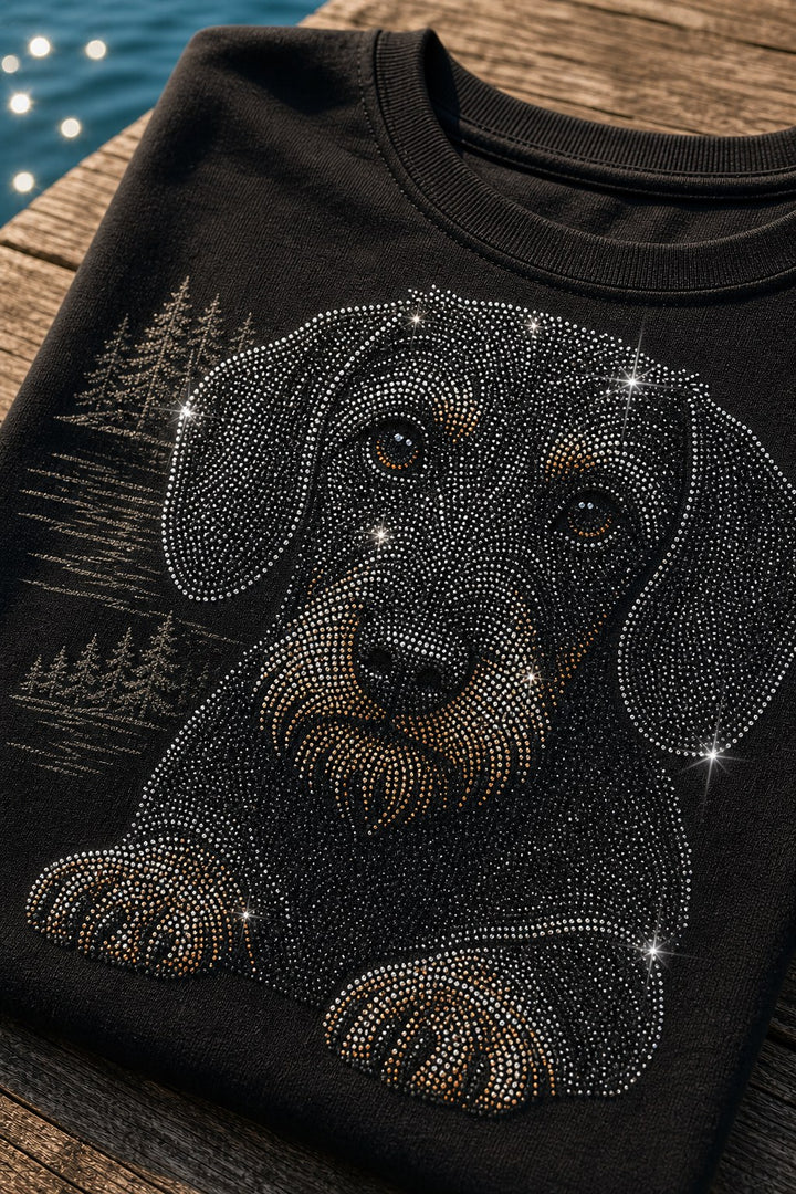 Custom Lake Weekend Dog Dad Pet Portrait Bling Unisex Tee