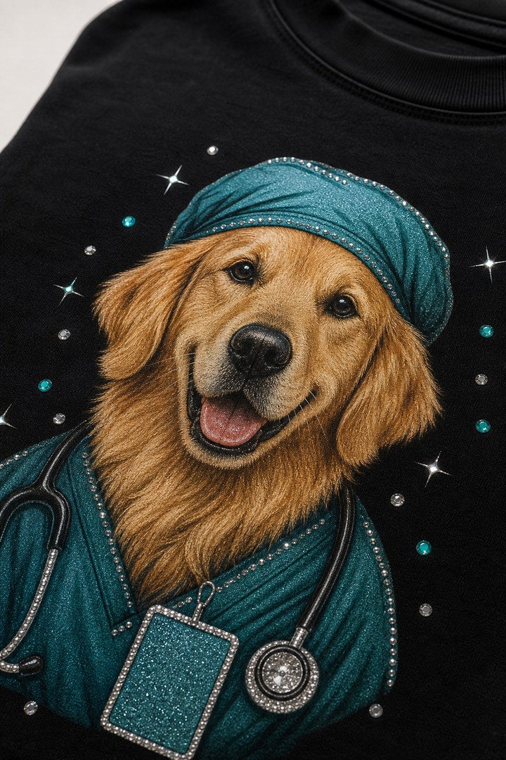 Custom Nurse Shift Pet Portrait Bling Unisex Tee