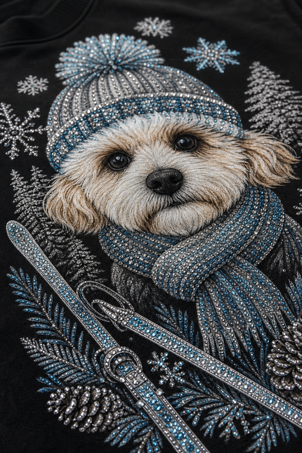 Custom Ski Lodge Pet Portrait Bling Unisex Tee