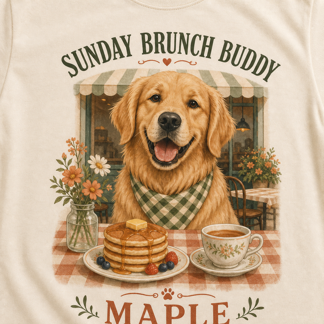 Custom Pet Sunday Brunch Photo Unisex Tee - Personalized Dog & Cat Gift