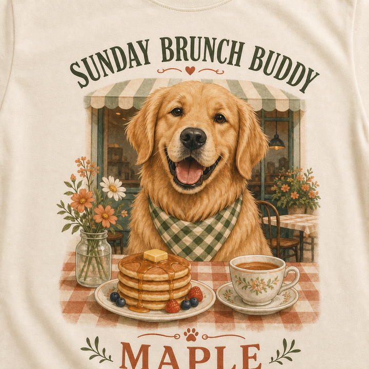 Custom Pet Sunday Brunch Photo Unisex Tee - Personalized Dog & Cat Gift