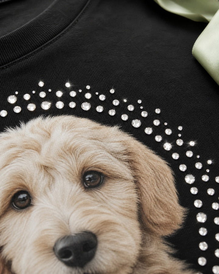Custom Welcome Home Puppy Pet Portrait Bling Unisex Tee