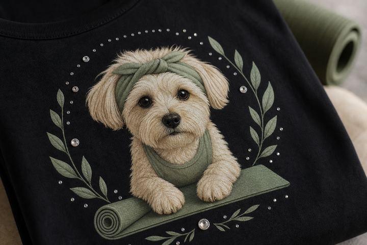 Custom Yoga Studio Pet Portrait Bling Unisex Tee