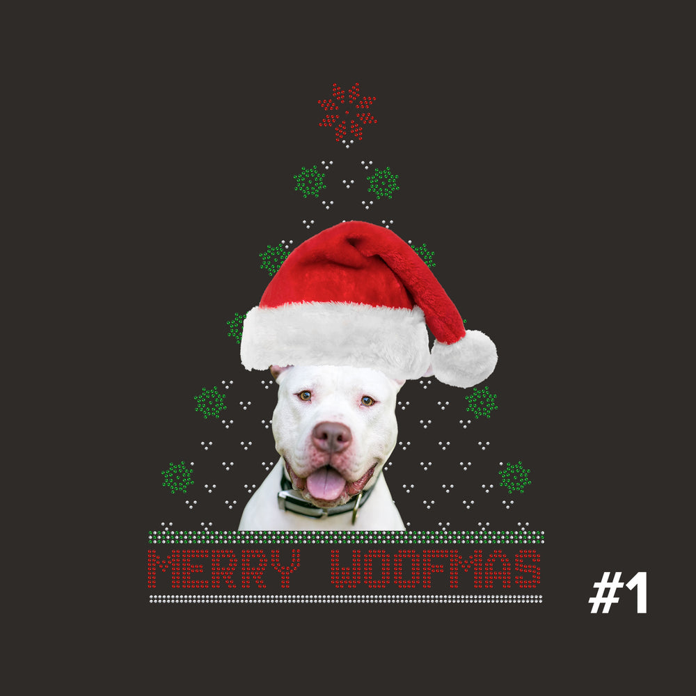 Second finished product view for Bling Merry Woofmas Tree Unisex Tee, Personalized Photo