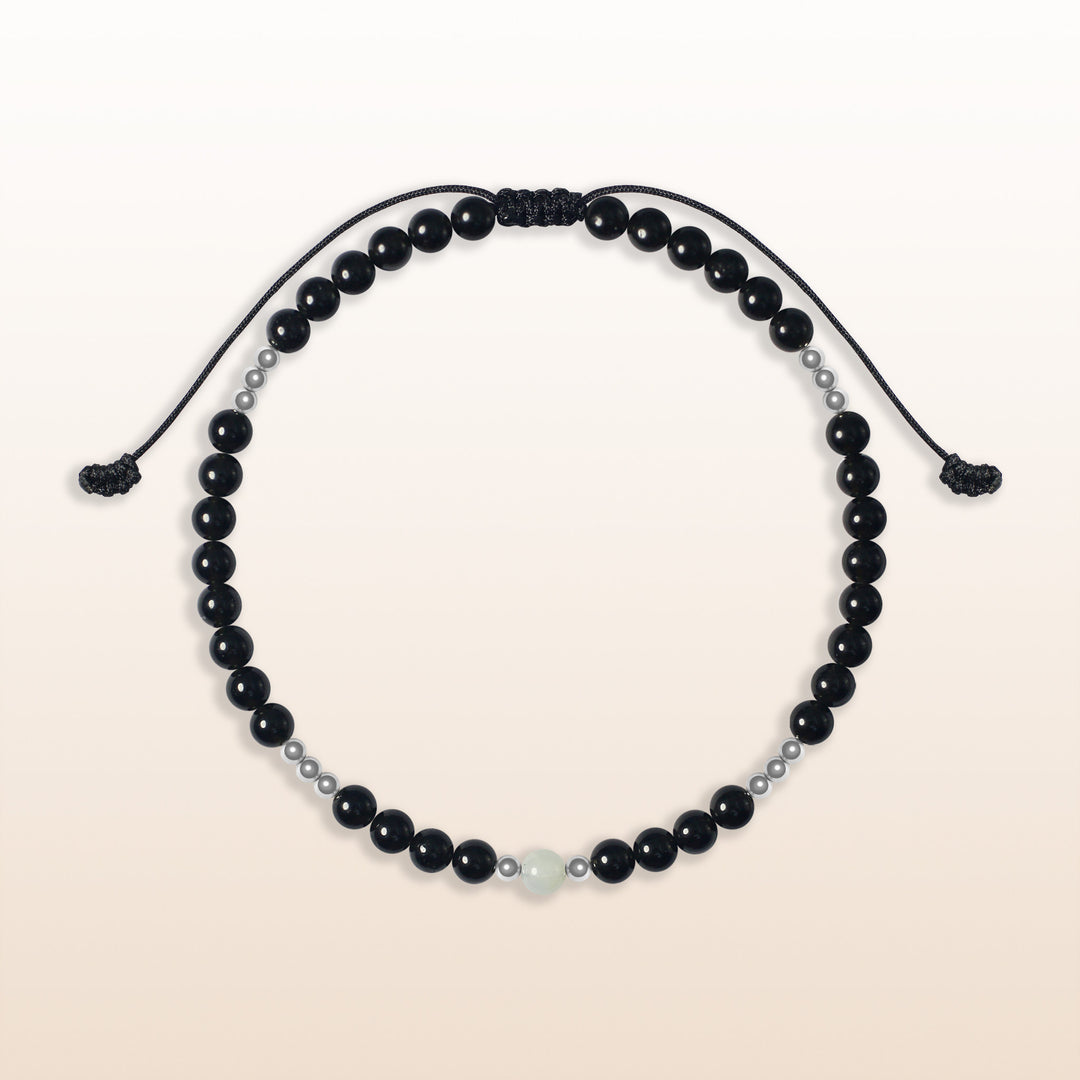 Moonstone June Birthstone Black Rope Bracelet