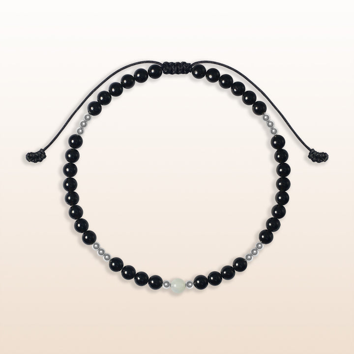 Moonstone June Birthstone Black Rope Bracelet