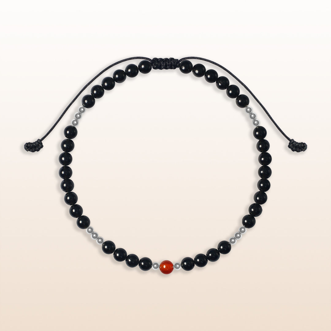 Ruby Agate July Birthstone Black Rope Bracelet