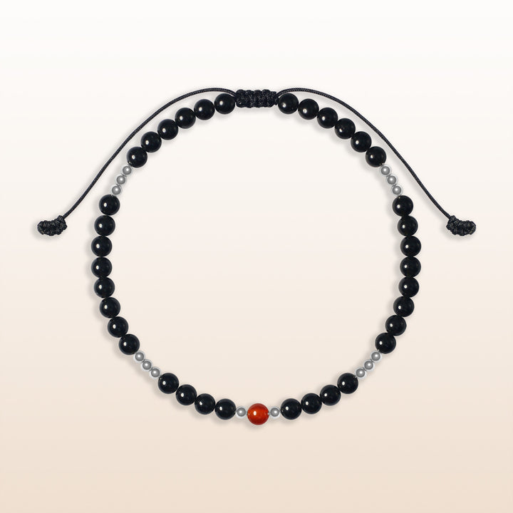 Ruby Agate July Birthstone Black Rope Bracelet