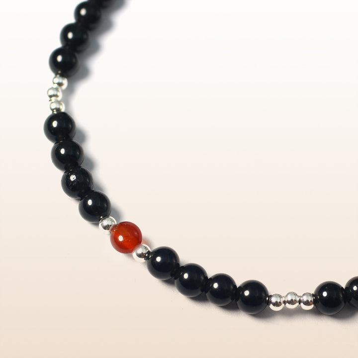 Ruby Agate July Birthstone Black Rope Bracelet