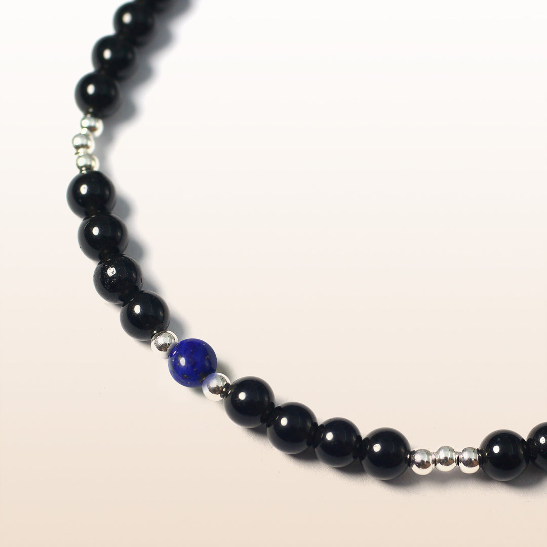 Lapis Lazuli September Birthstone Black Rope Bracelet