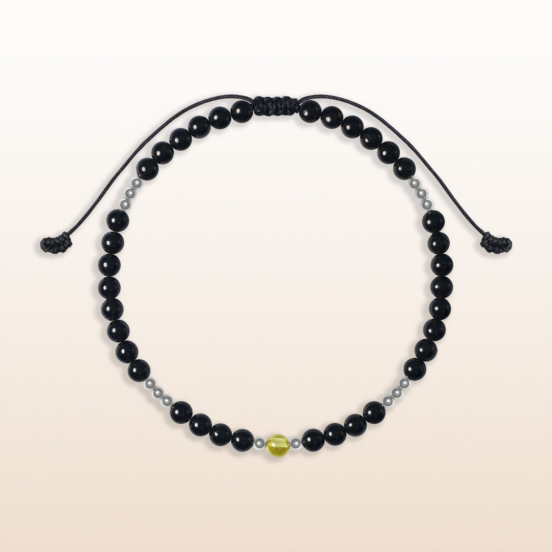 Citrine November Birthstone Black Rope Bracelet