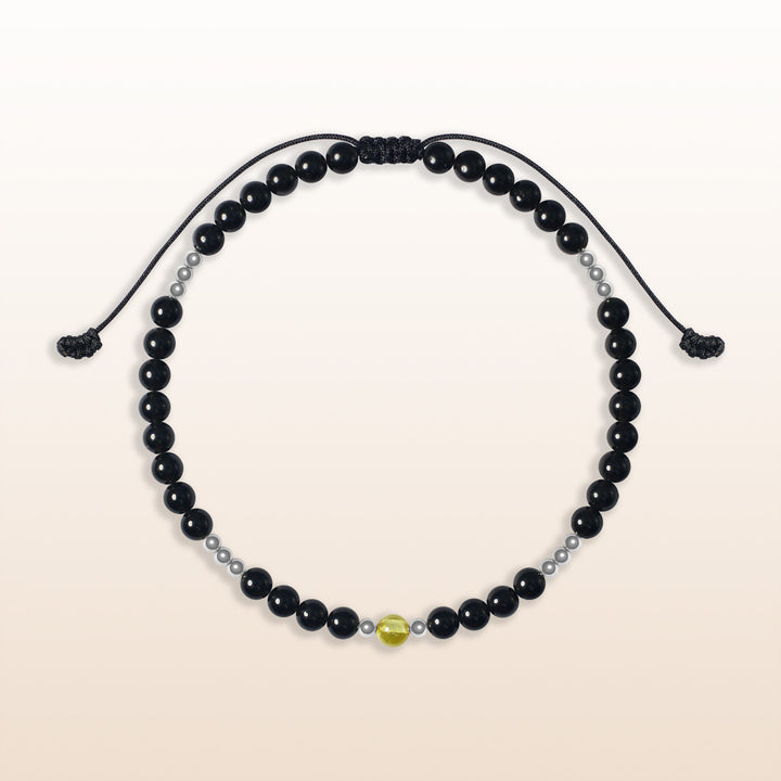 Citrine November Birthstone Black Rope Bracelet