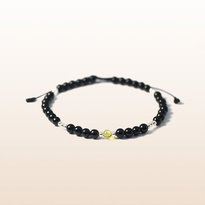 Citrine November Birthstone Black Rope Bracelet