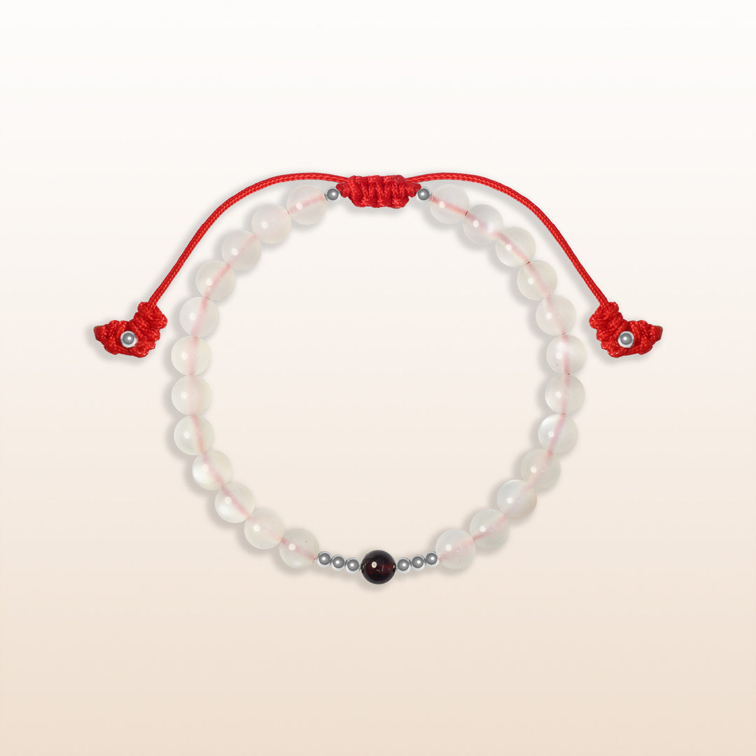 Garnet January Birthstone Red Rope Kid's Bracelet