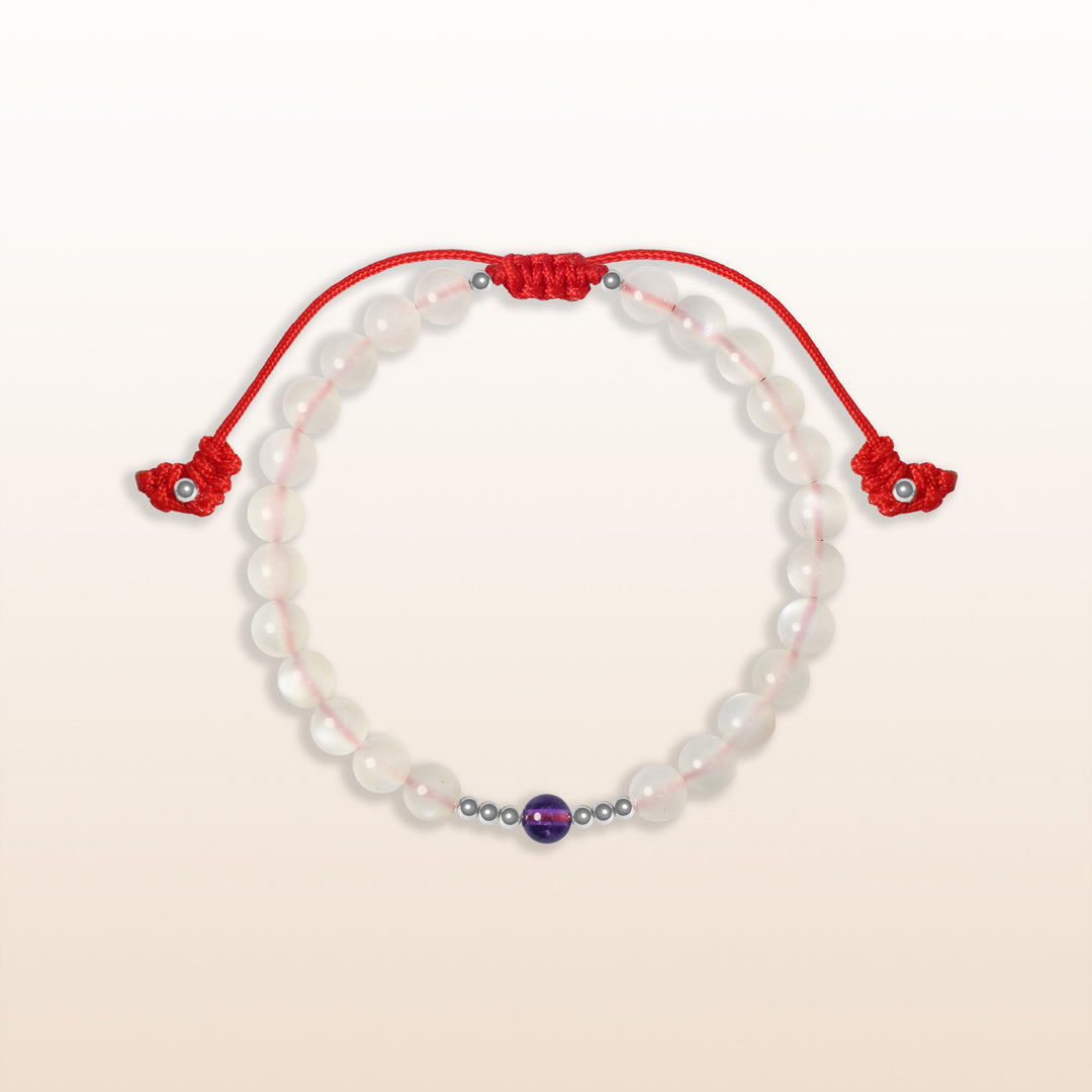 Amethyst February Birthstone Red Rope Kid's Bracelet