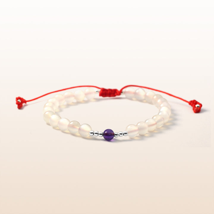 Amethyst February Birthstone Red Rope Kid's Bracelet